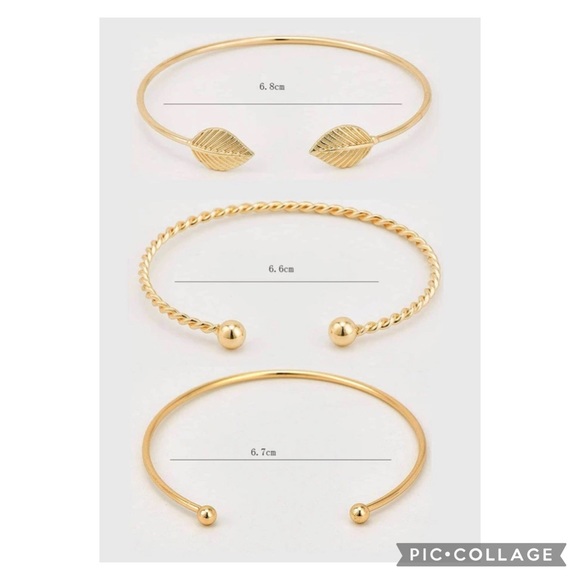 3 pc set of gold cuff bracelets - Picture 3 of 3